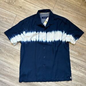 Tommy Bahama Short Sleeve Silk Button Down Shibori Nights Medium NWT